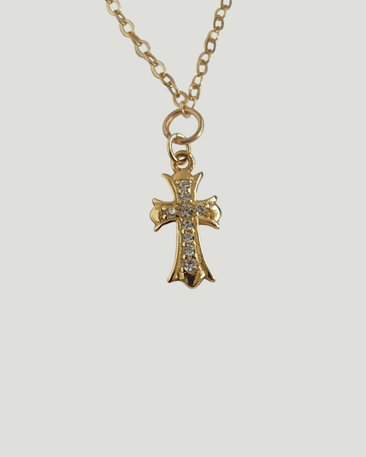 Roma Cross CZ Gold Necklace