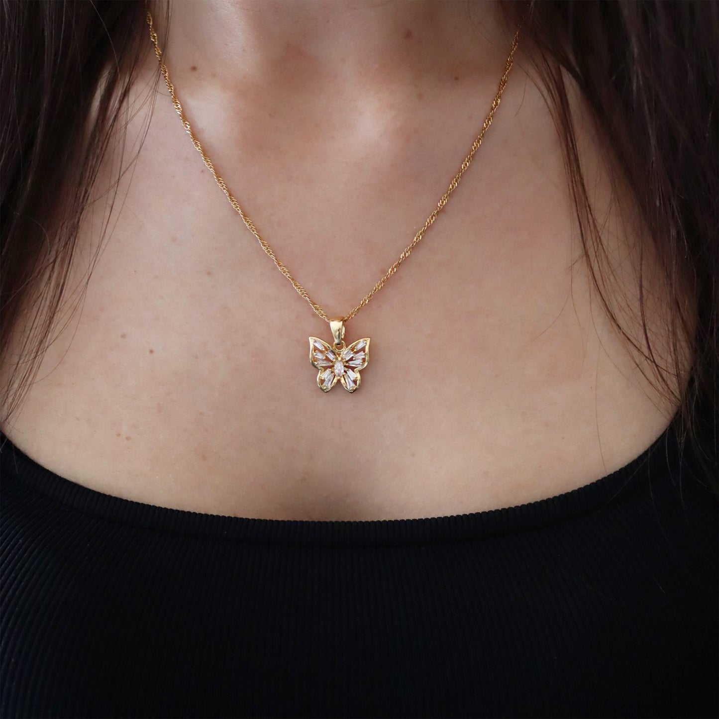 CZ Butterfly Necklace - Gemzis