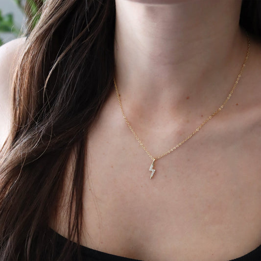 Lightning Bolt Pave Necklace - Gemzis