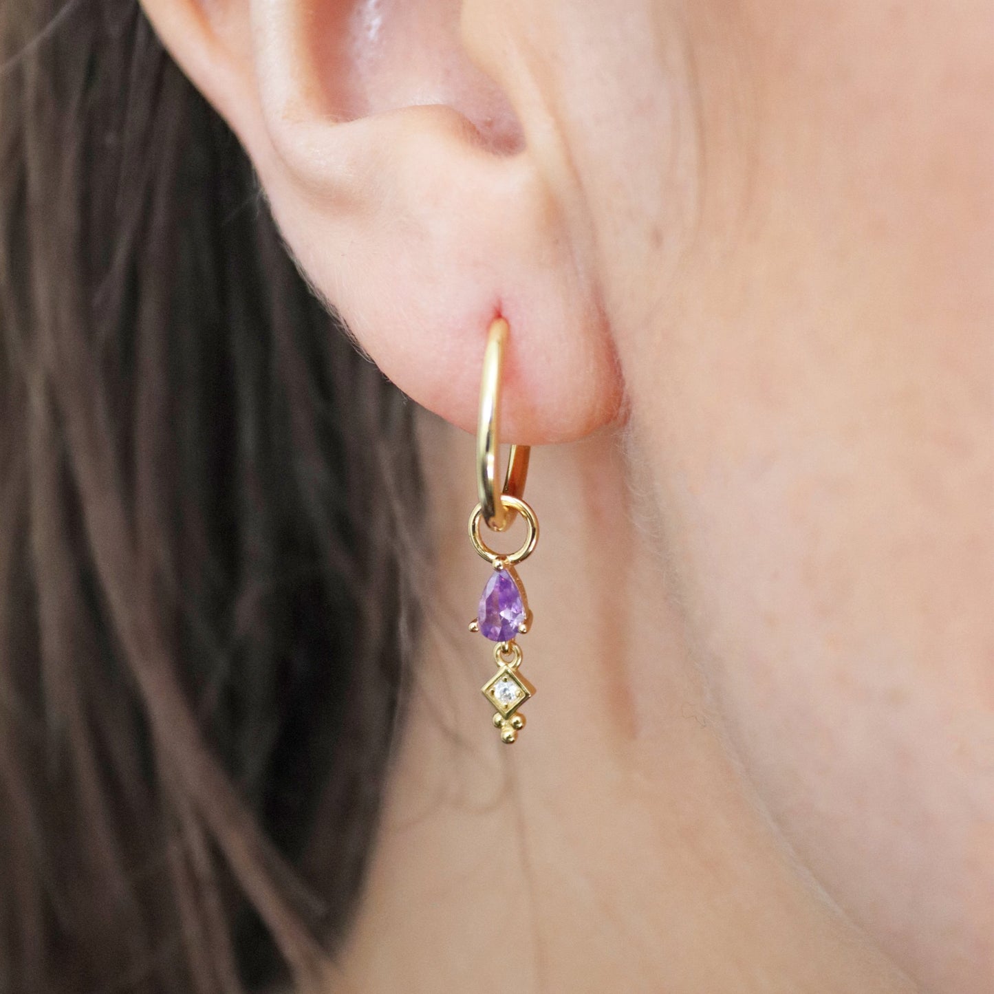 Penelope Gemstone Drop Ear Charm - Gemzis