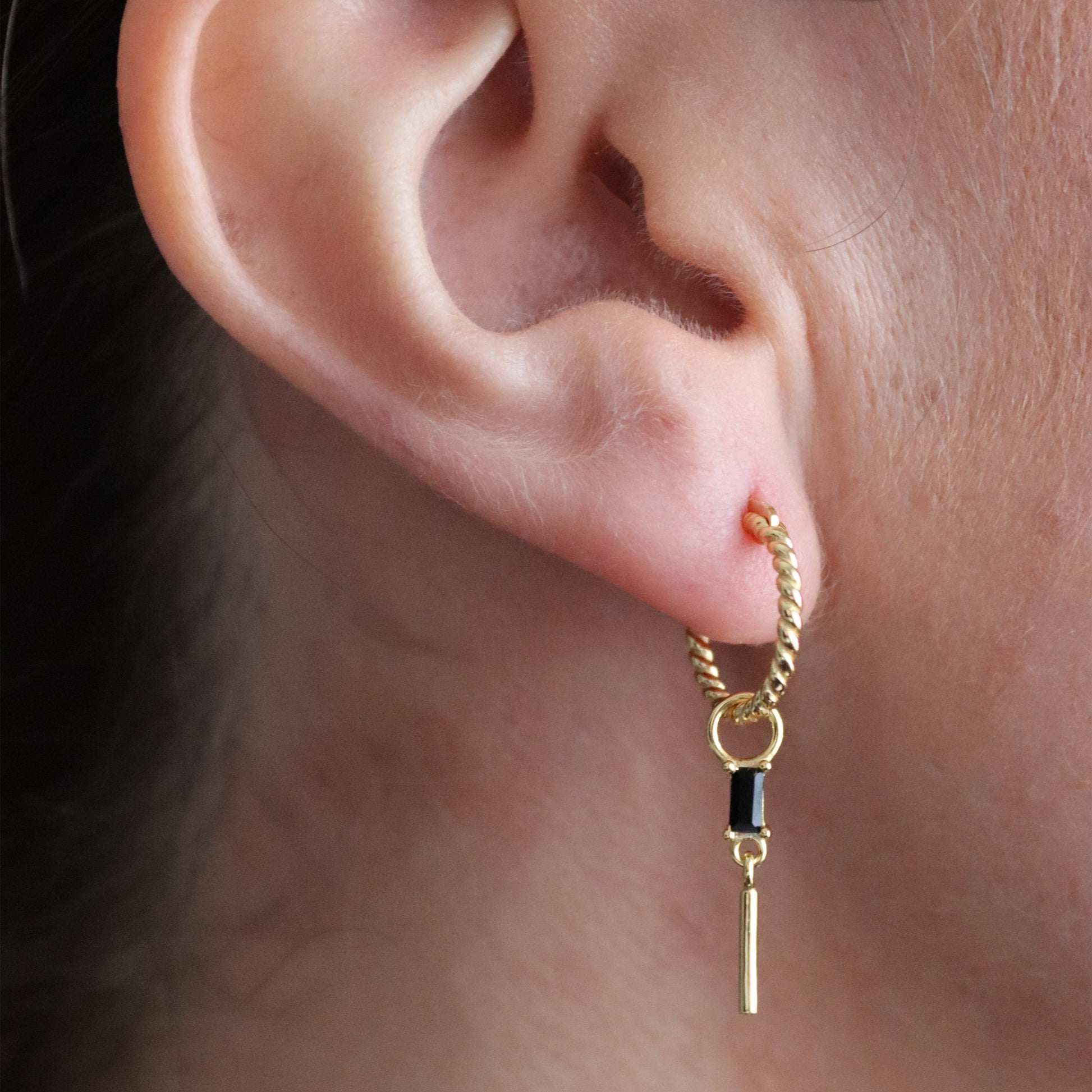 Slim Baguette Bar Drop Ear Charm - Gemzis