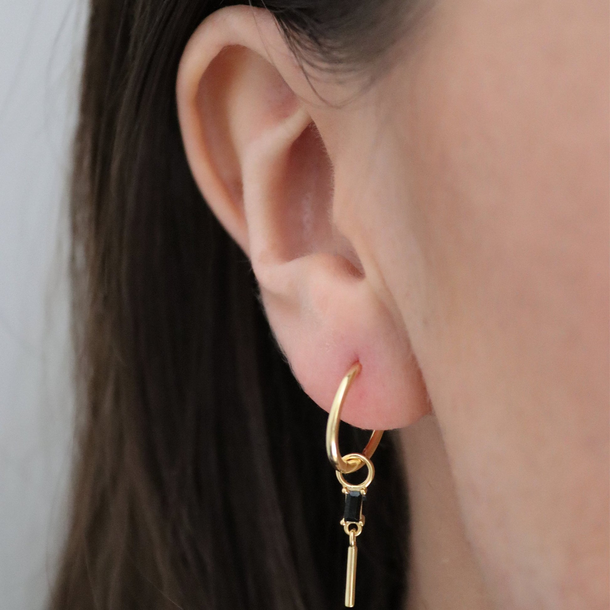 Slim Baguette Bar Drop Ear Charm - Gemzis