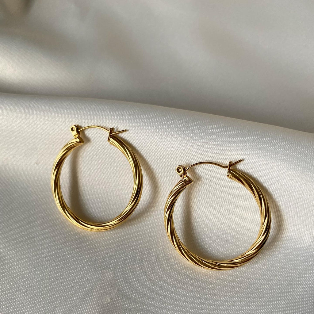 Twisted Gold Hoops