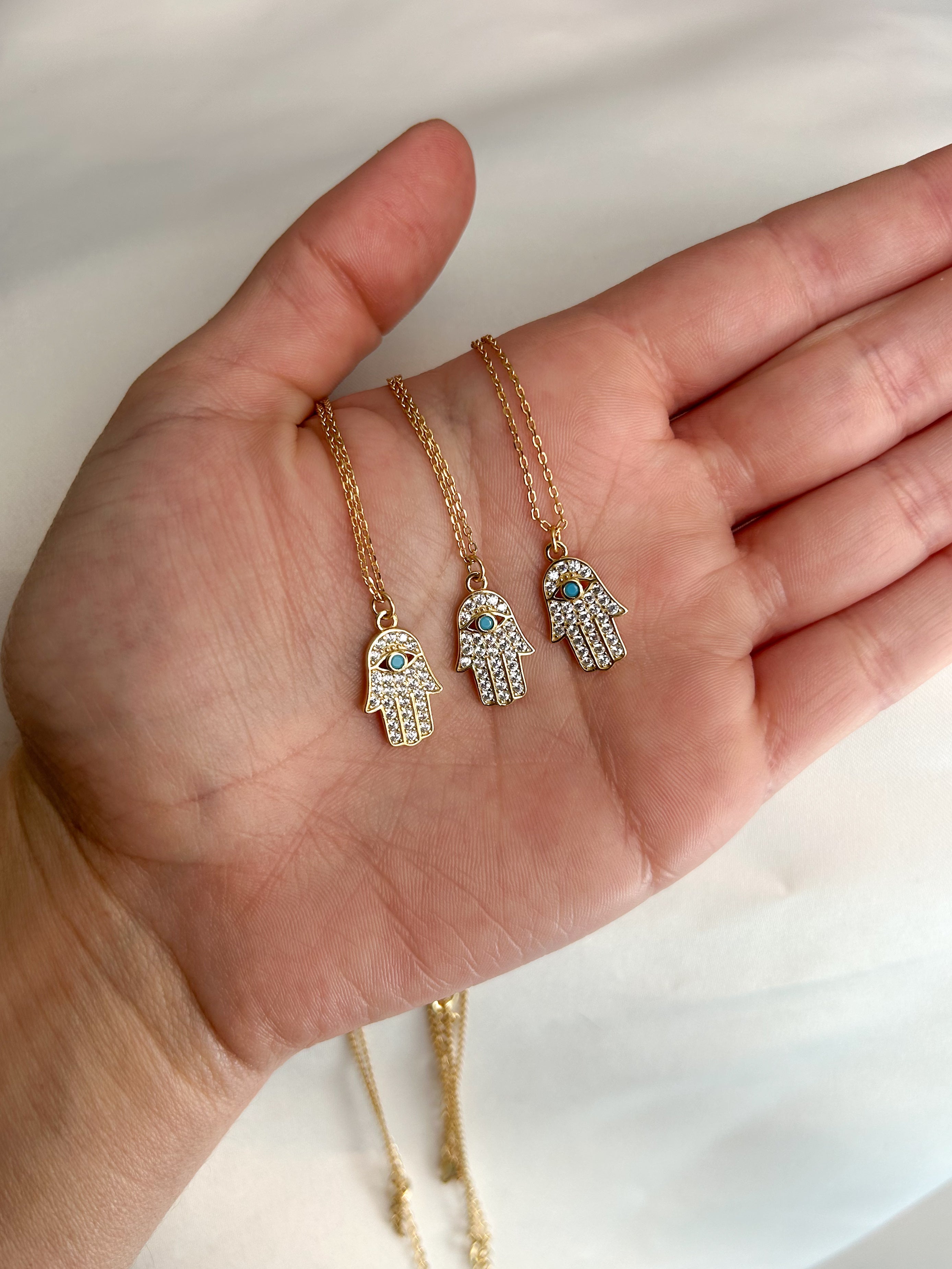 Pave Gold Hamsa Hand Necklace
