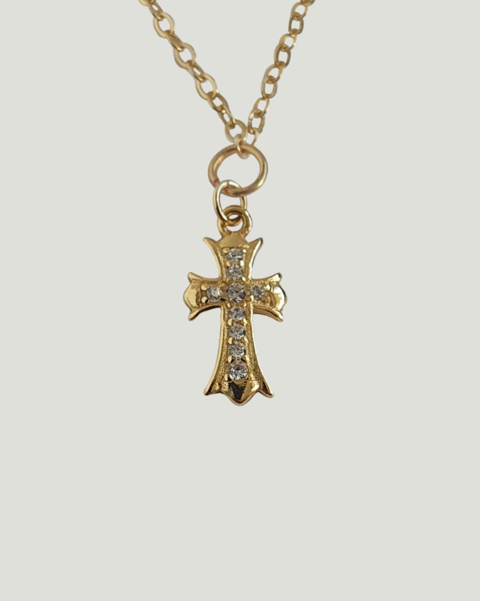 Roma Cross CZ Gold Necklace Main image