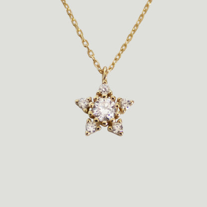 Star Gold Sterling Silver Cubic Zirconia Necklace
