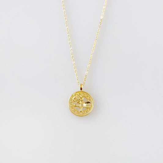 Gold Plated 18 karat 925 Sterling Silver Necklace Flower Charm Pendant - Gemzis