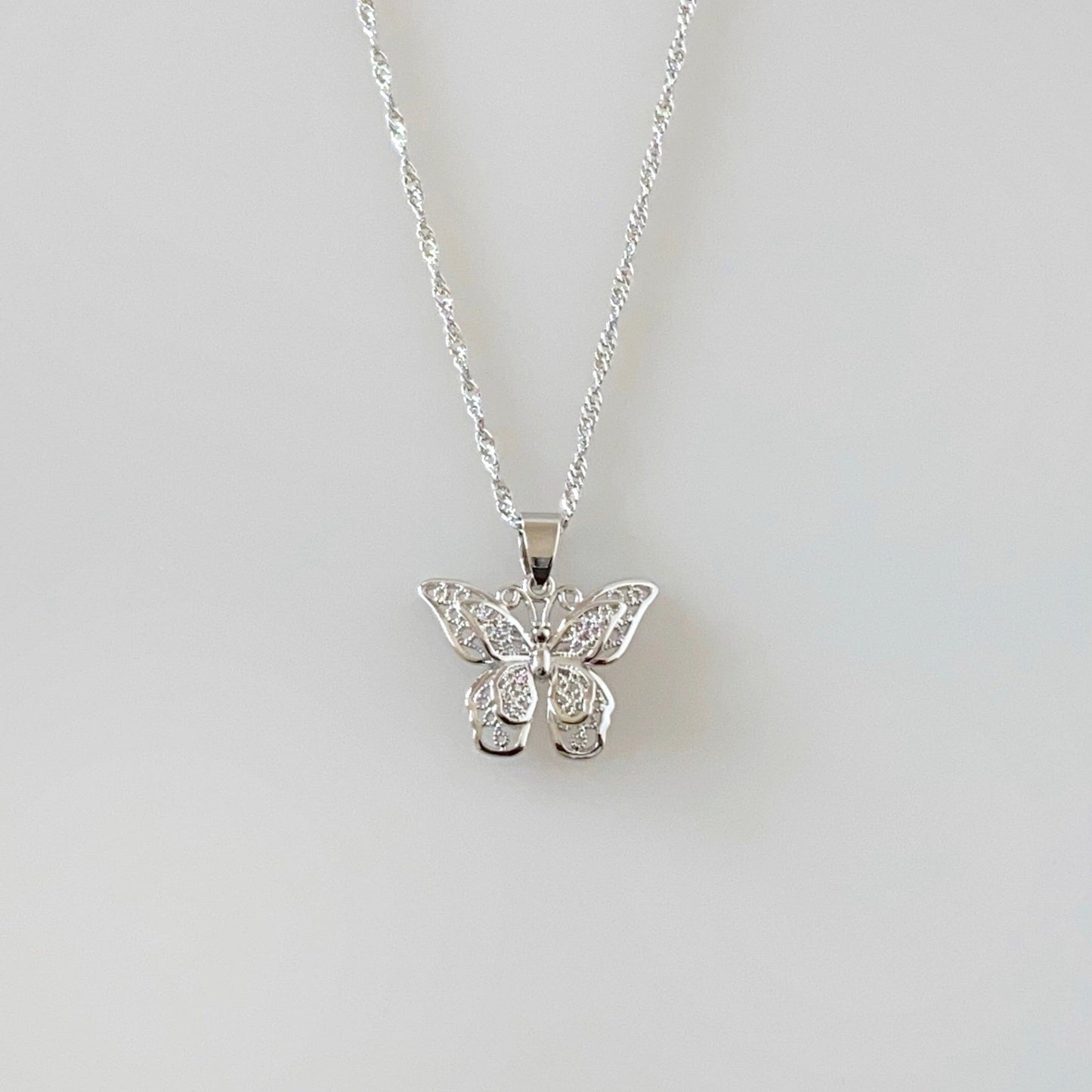 Butterfly Fashion Costume Jewelry Silver Plated Necklace