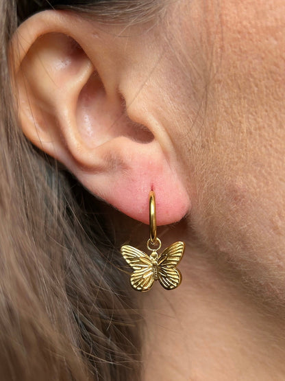 Butterfly Gold Huggie Hoop Earrings - Gemzis Earrings