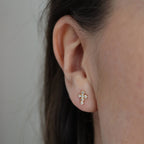 CZ Gold Cross Stud Earrings - Gemzis