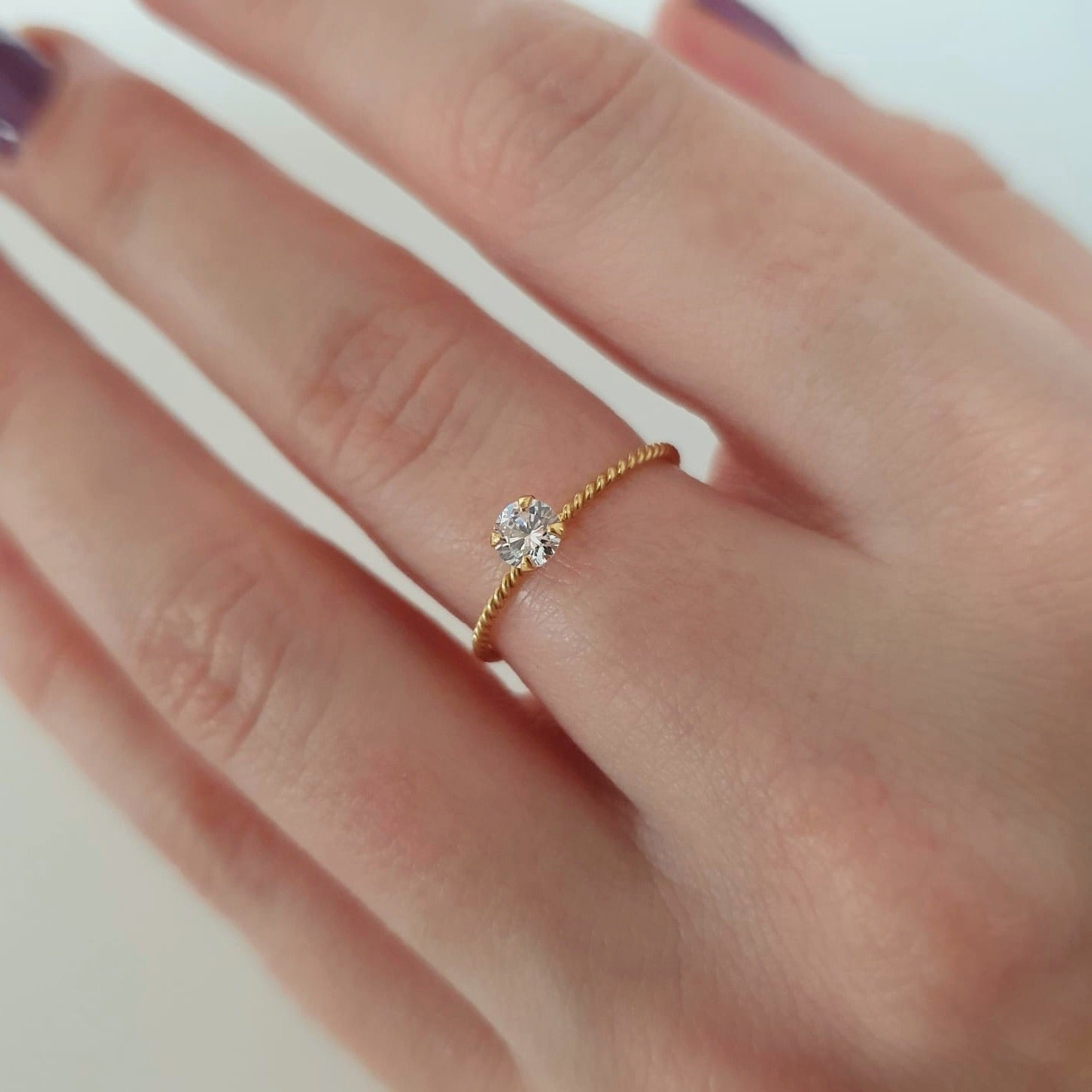 CZ Twisted Rope Ring - Gold - Gemzis Main image