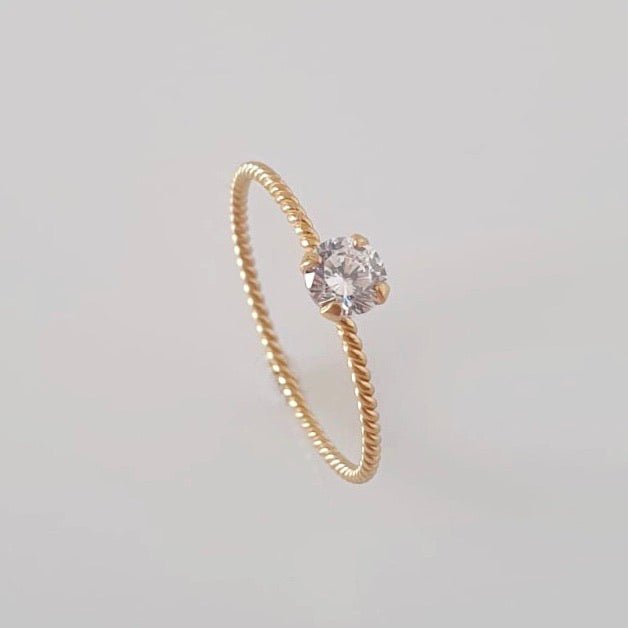 CZ Twisted Rope Ring - Gold - Gemzis