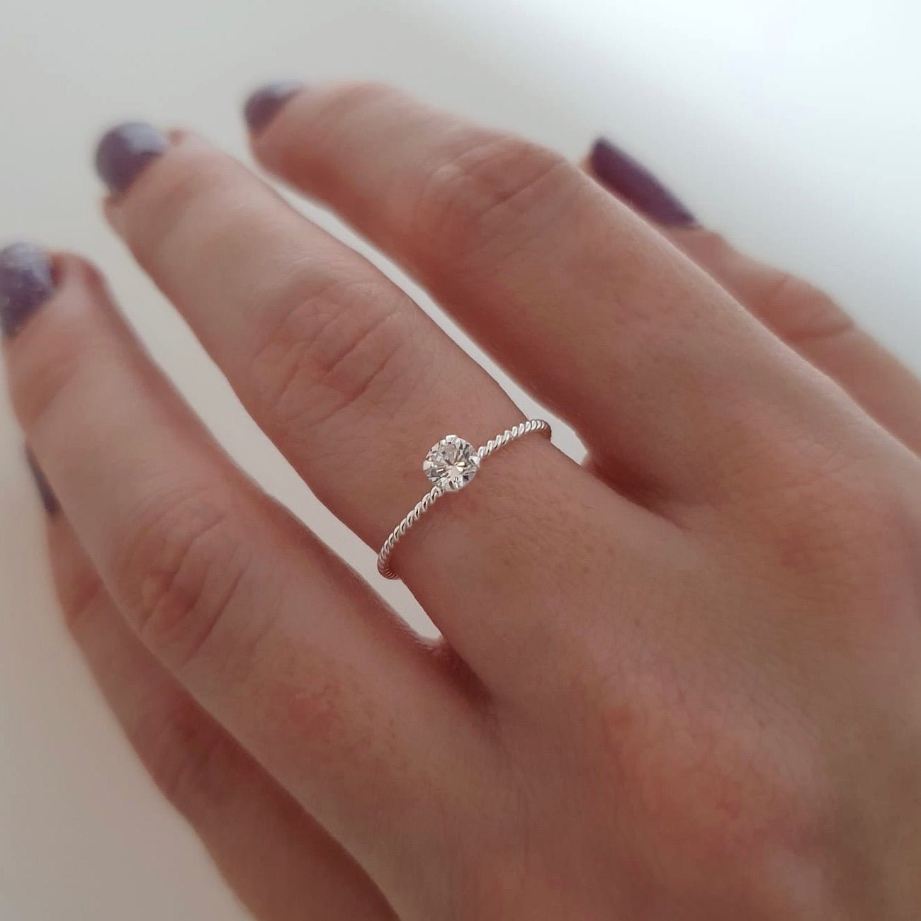 CZ Twisted Rope Ring - Silver - Gemzis