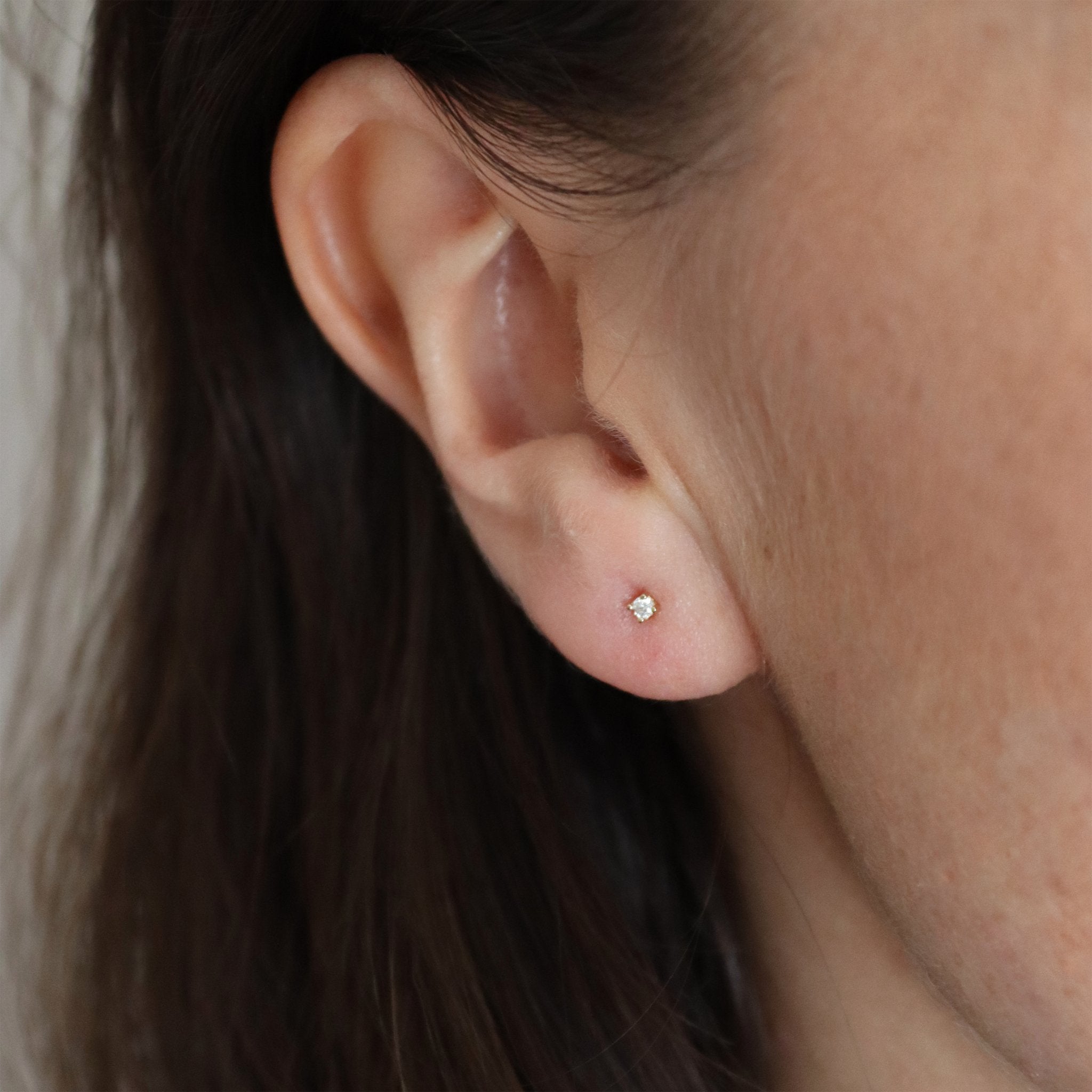 Essentials Dainty CZ Stud 2mm Earrings - Gemzis Main image