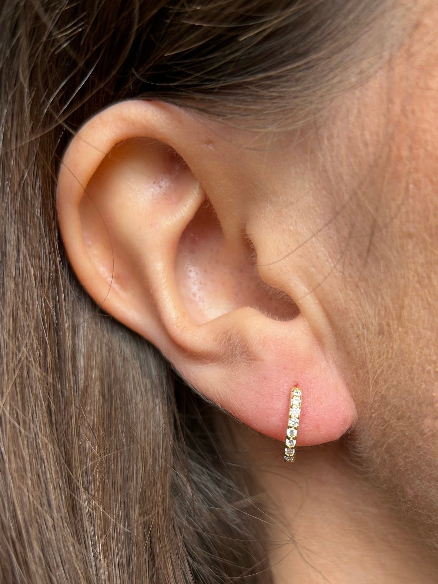 Essentials Mini Pave Gold Huggie Hoop Earrings - Gemzis Earrings
