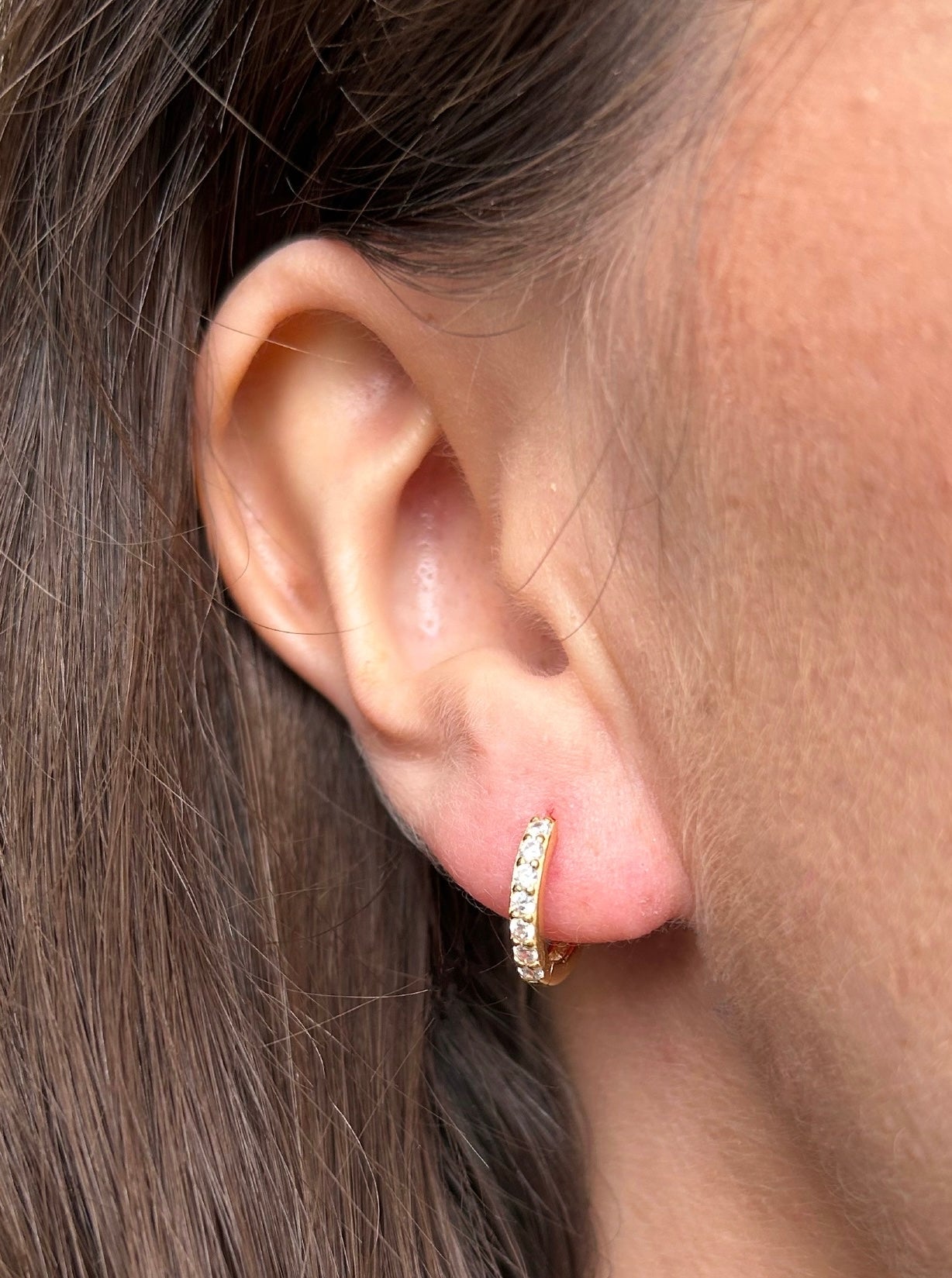 Essentials Small Pave Huggie Hoop Earrings - Gemzis Earrings