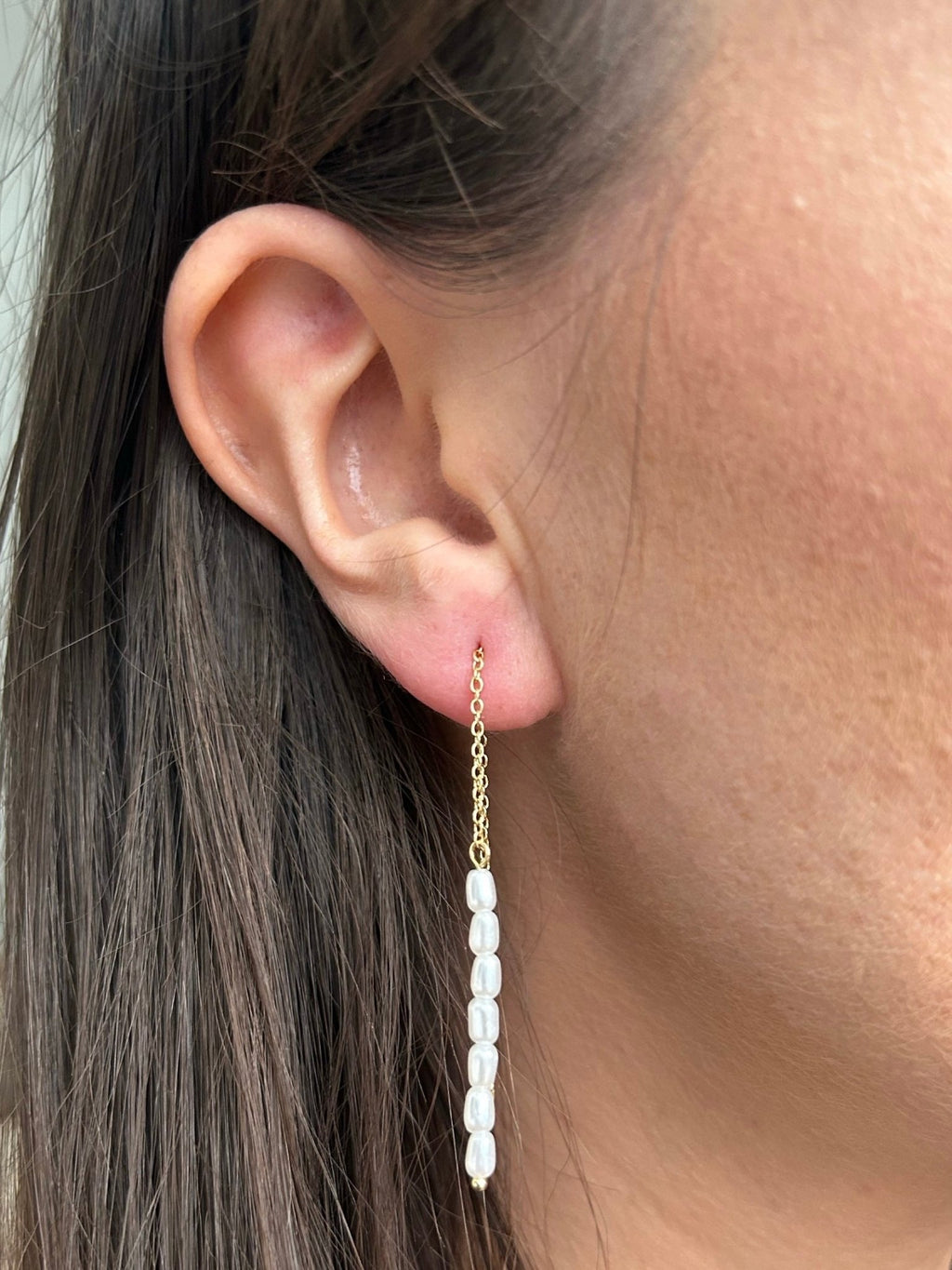 Gold Mini Pearl Ear Threaders - Gemzis Earrings