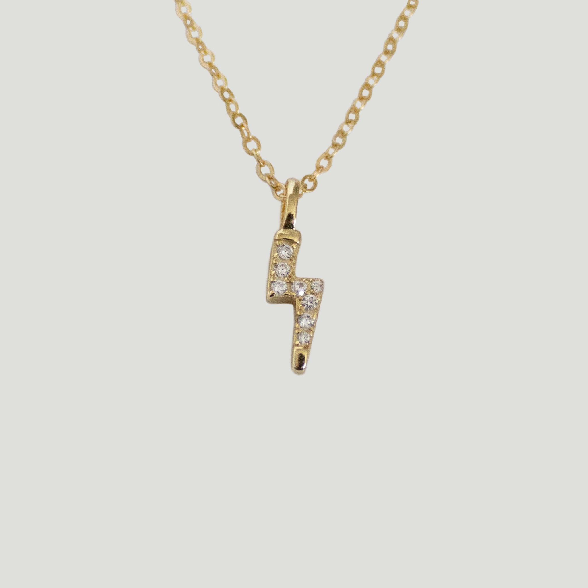 Lightning Bolt Pave Necklace - Gemzis