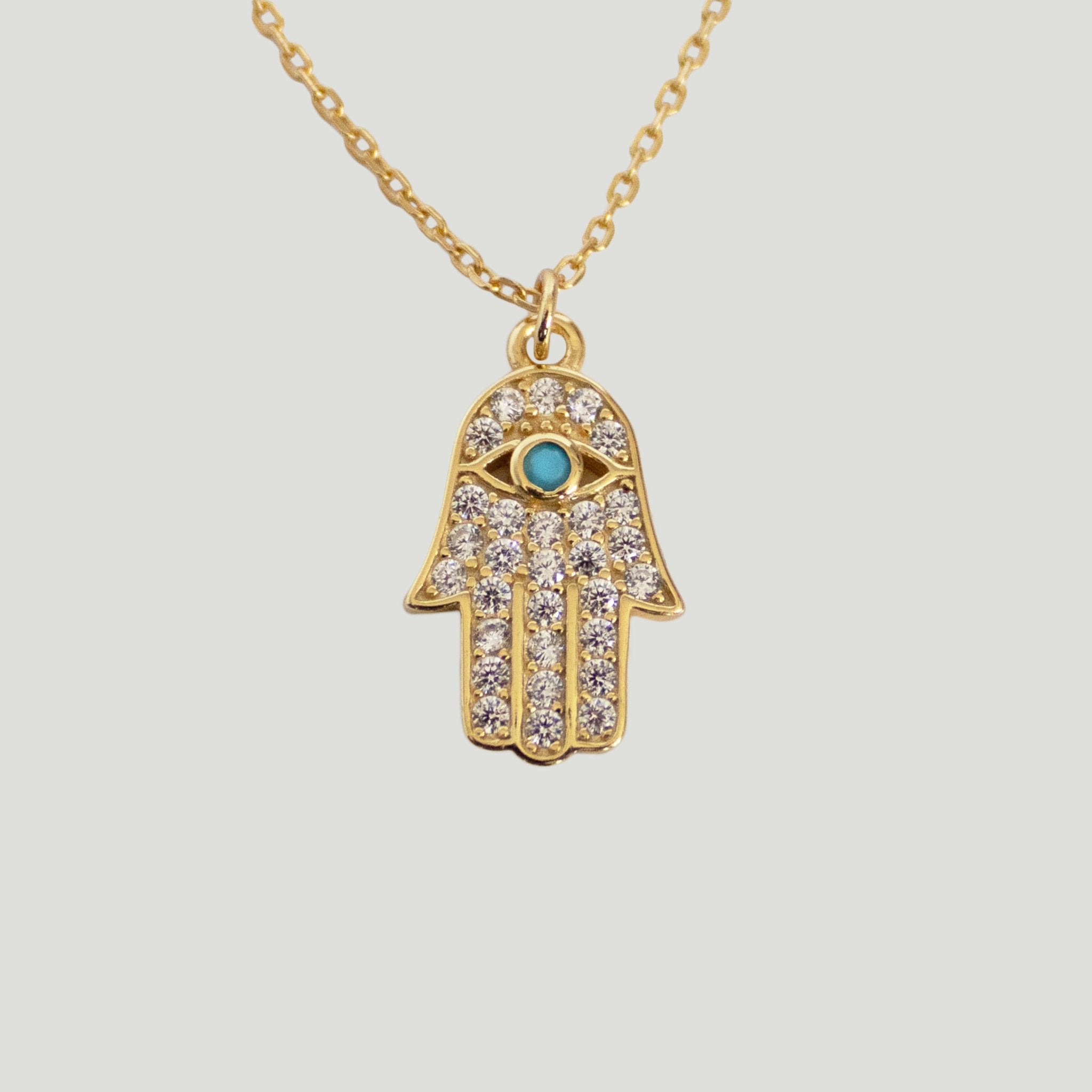 Pave Gold Hamsa Hand Necklace - Gemzis