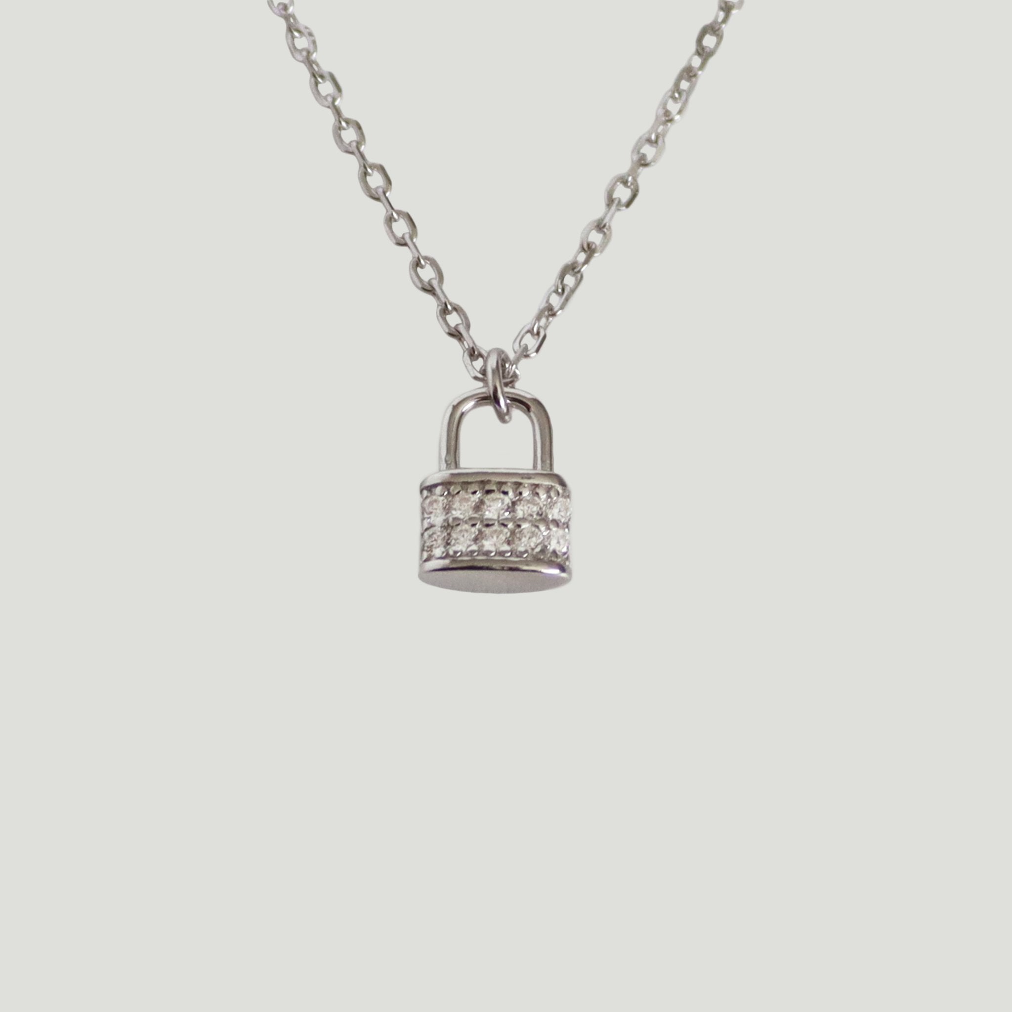 Pave Padlock Necklace - Gemzis Main image