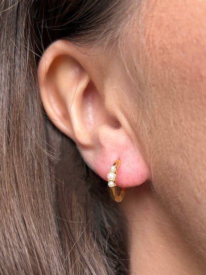 Pearl Huggie Hoop Earrings - Gemzis Earrings