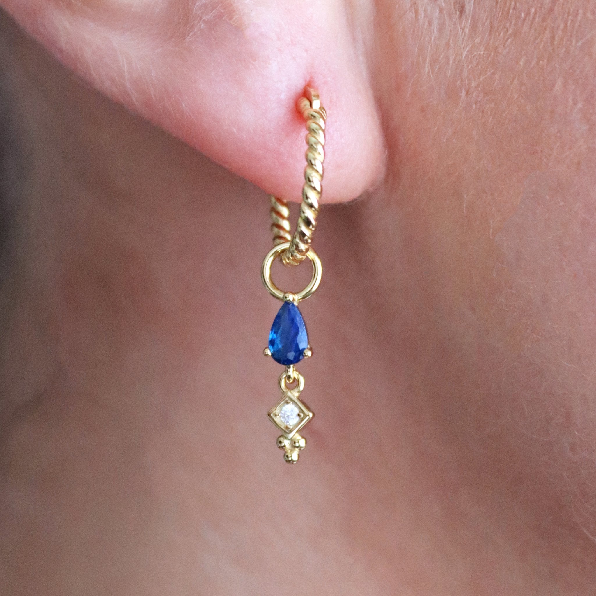 Penelope Gemstone Drop Ear Charm - Gemzis