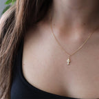 Roma Cross CZ Gold Necklace - Gemzis