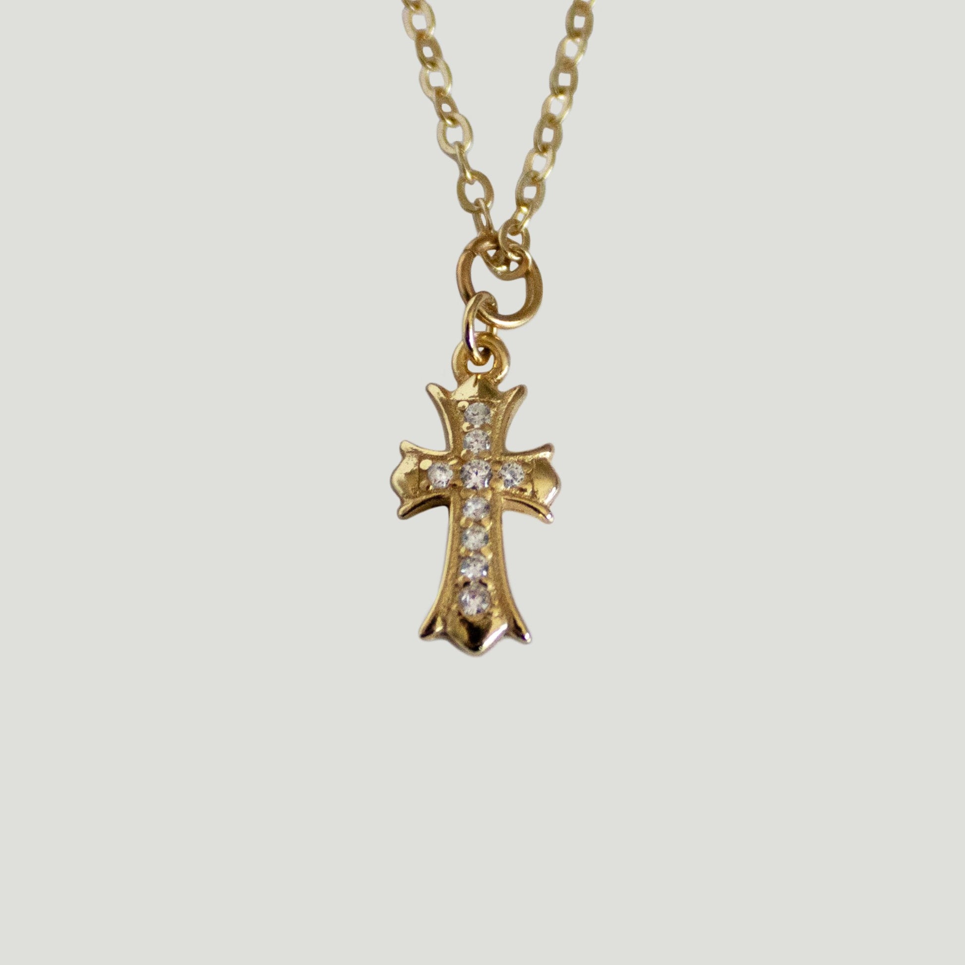 Roma Cross CZ Gold Necklace - Gemzis