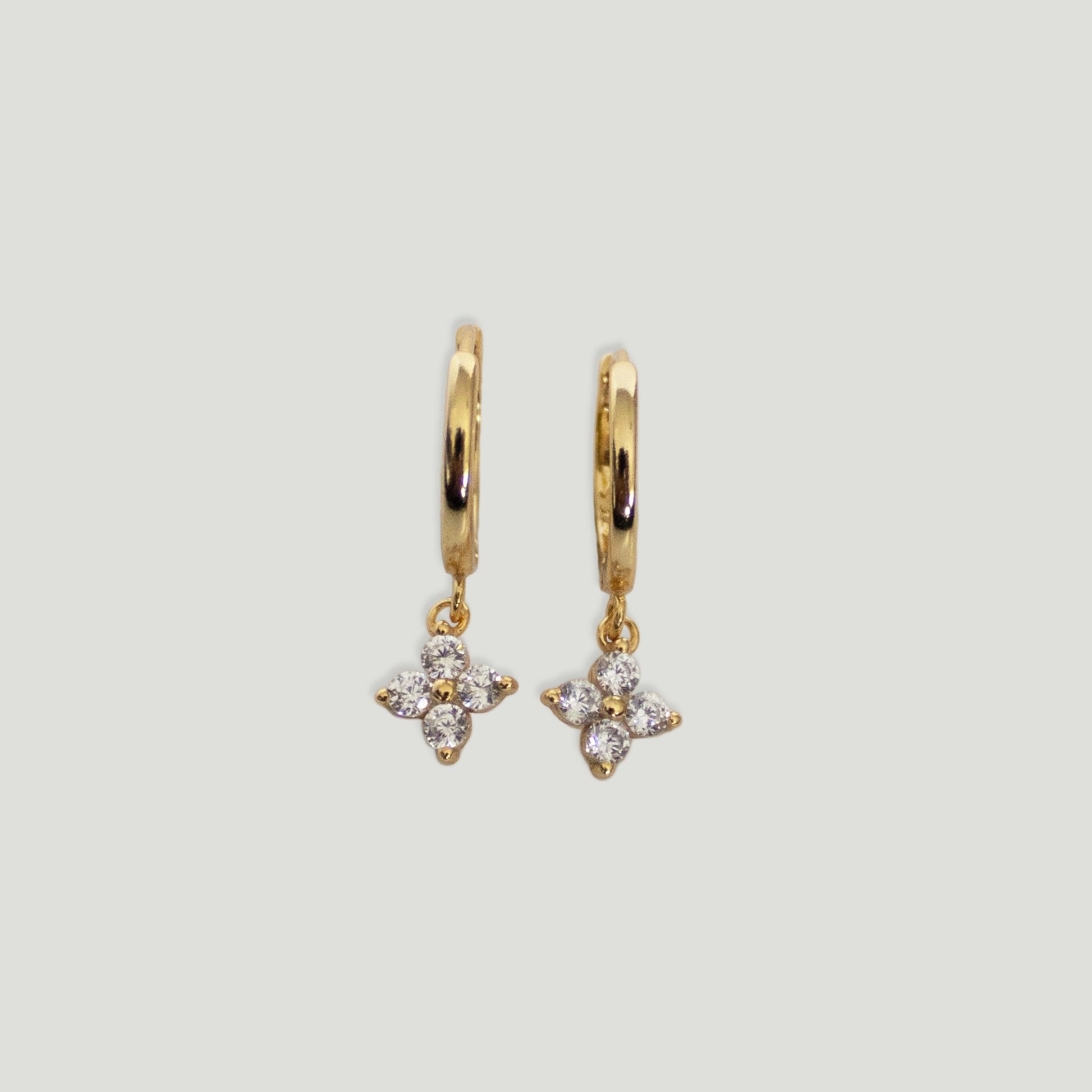 Senna Flower Gemstone Cluster Huggie Hoop Earrings - Gemzis