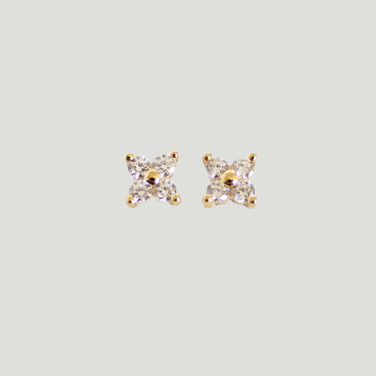 Senna Flower Gemstone Cluster Stud Earrings - Gemzis