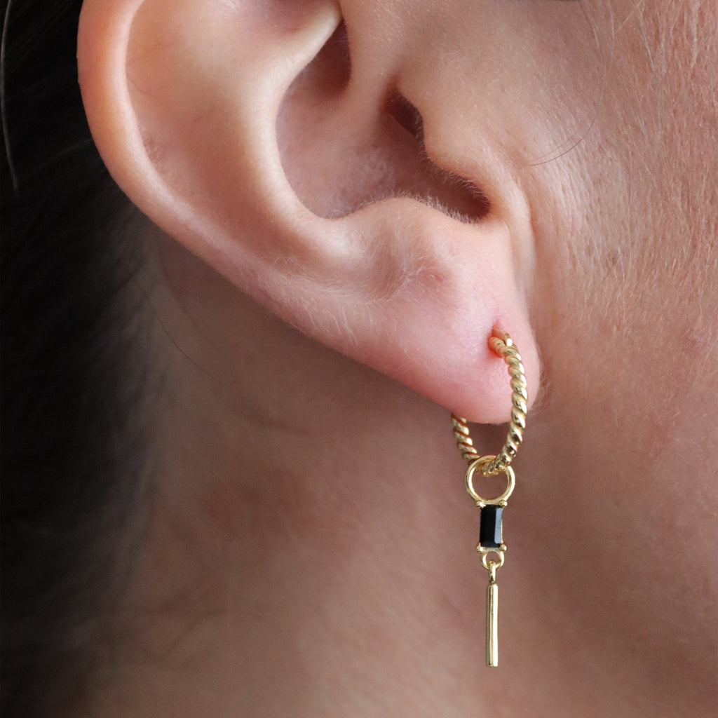 Slim Baguette Bar Drop Ear Charm - Gemzis