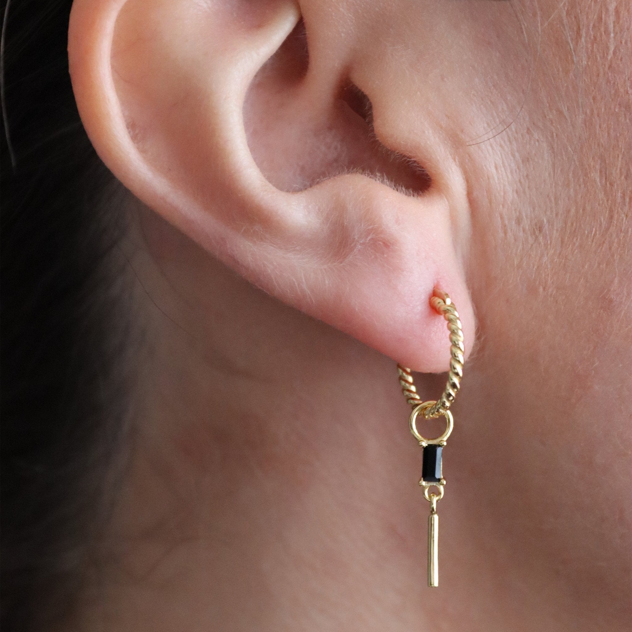 Slim Baguette Bar Drop Ear Charm - Gemzis