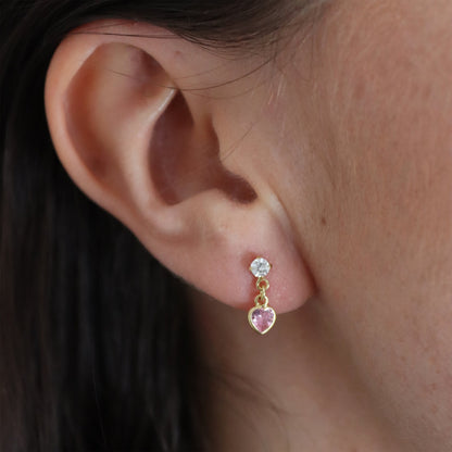 Sweet Heart Stud Dangle Earrings - Gemzis