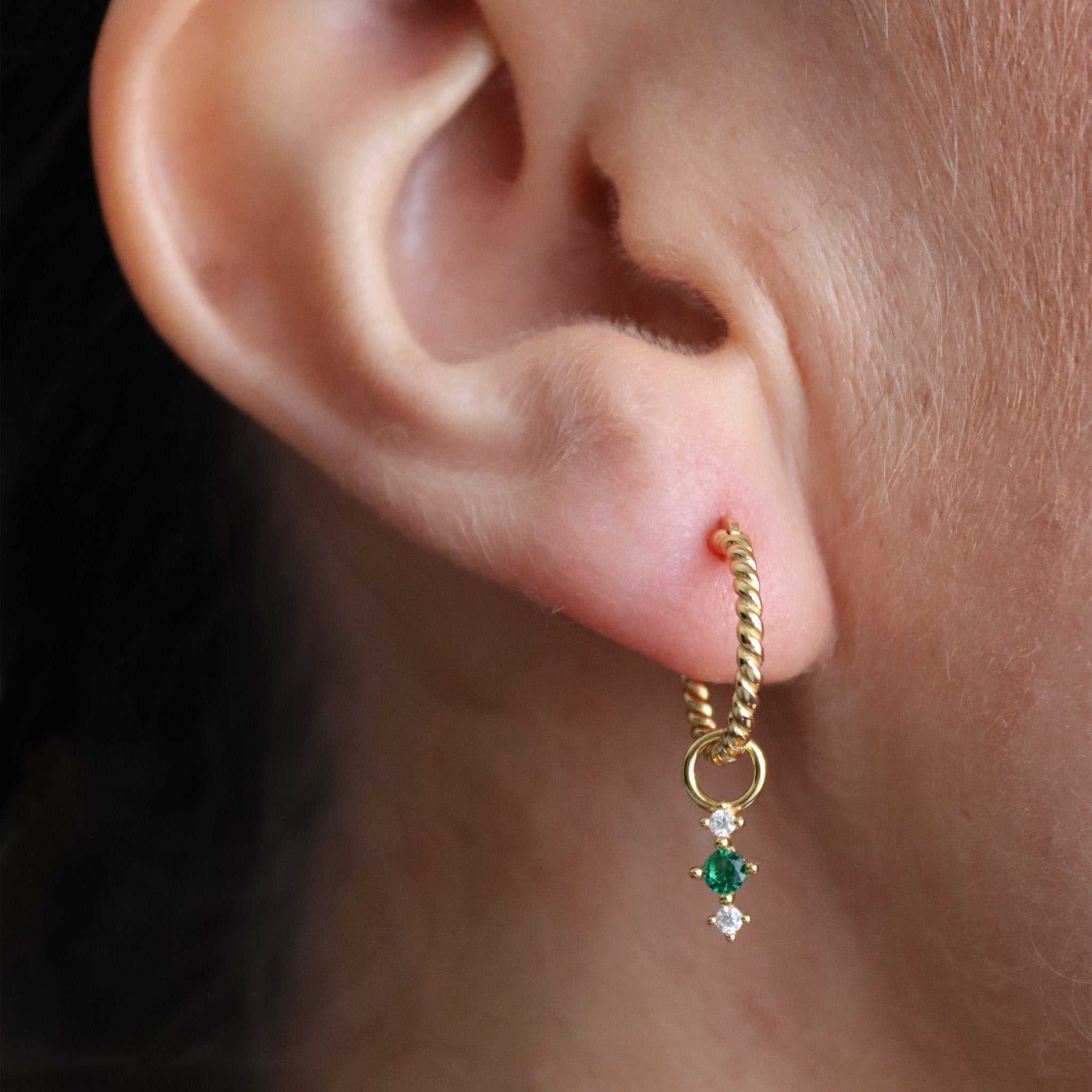Theia Trio Gemstone Drop Ear Charm Secondary image