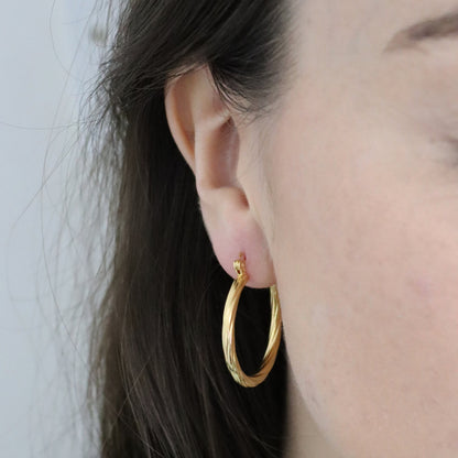 Twisted Gold Hoops - Gemzis